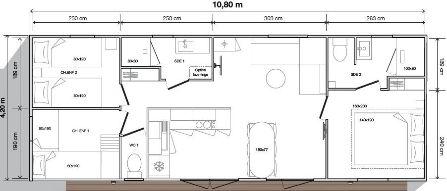 Floor Plan Extra Luxe Mobile home 6 persons