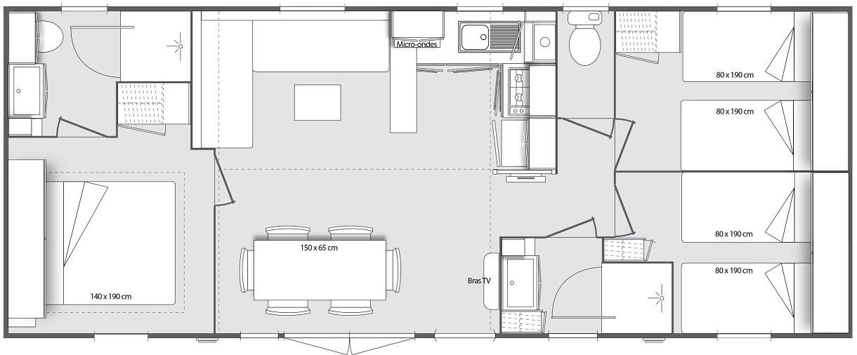 Floor plan Luxe Mobile home 6 persons - Gozewijn - 2 bathrooms